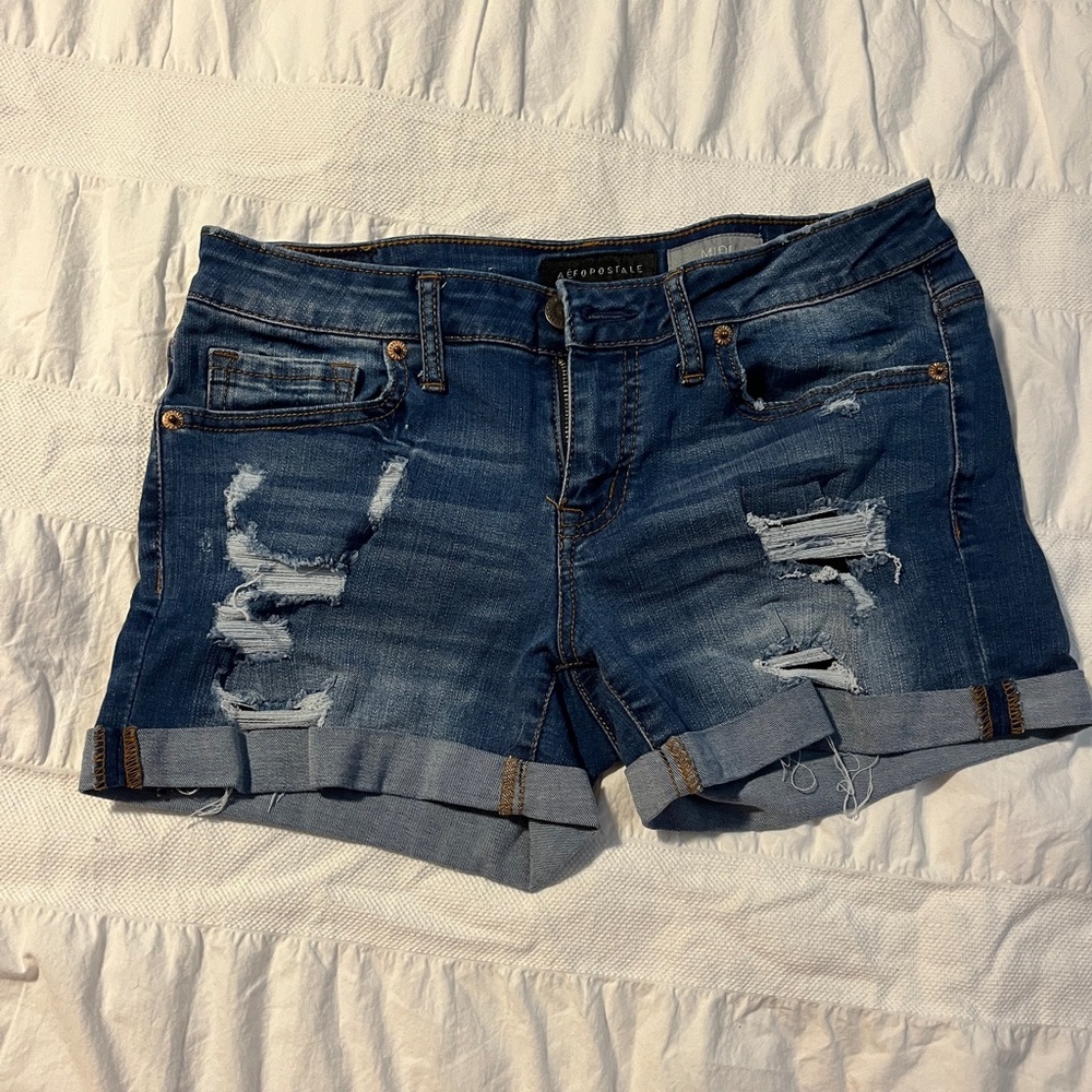 Aeropostale midi ripped jean shorts